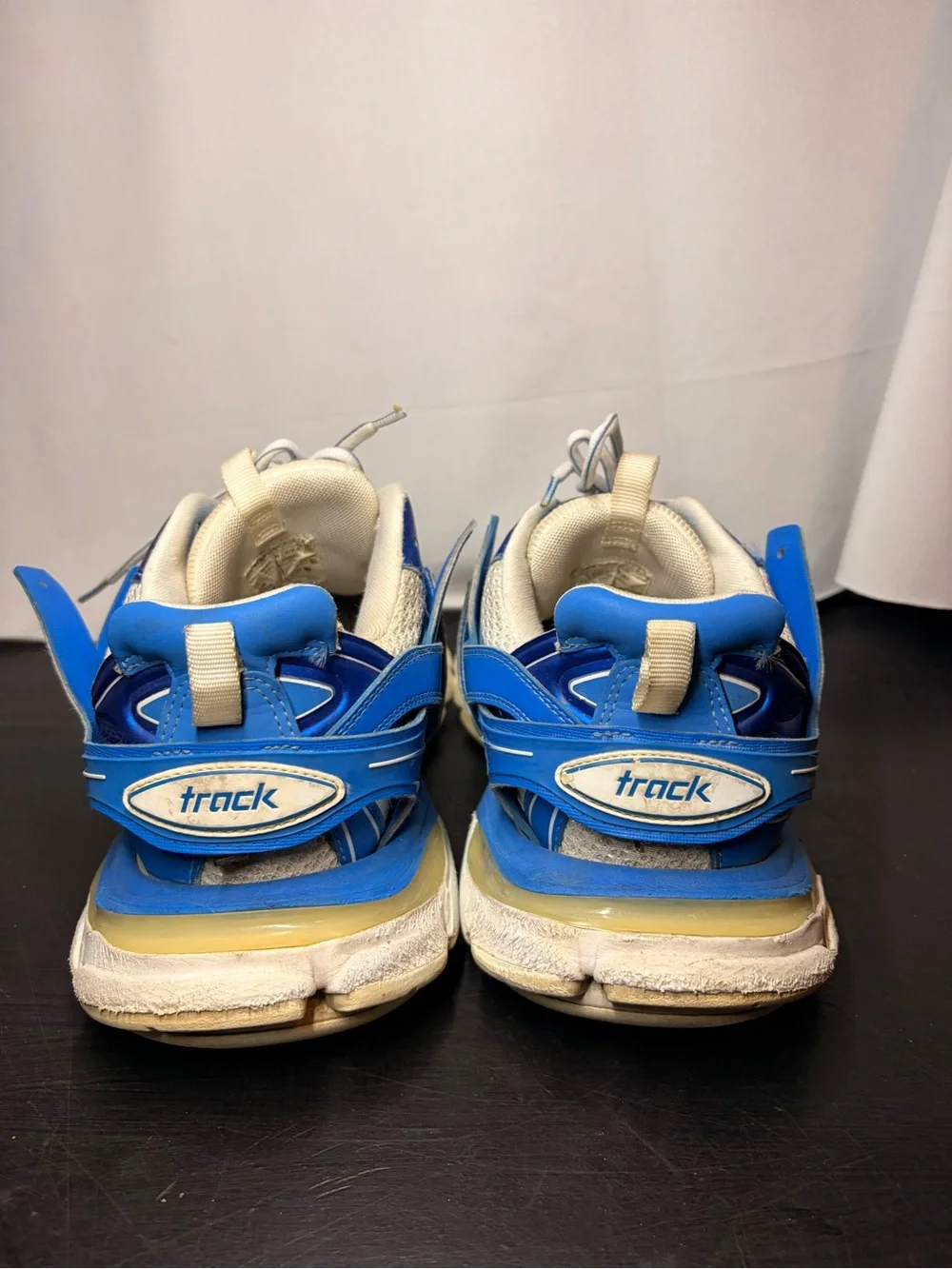 Balenciaga Men's Blue and White Track Runner Sneakers